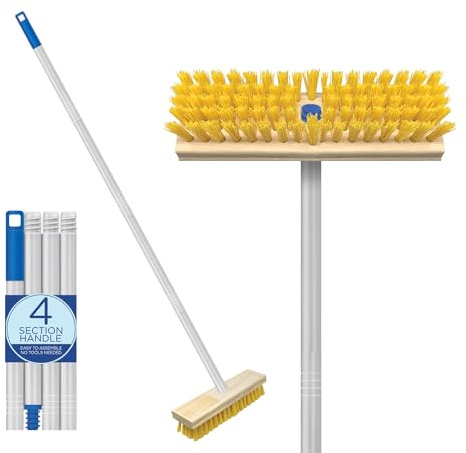 LOLA Deck Scrub Brush Outdoor Broom, Durable Bristles Remove Dirt, Grime, Grout, Leaves, Snow on Patios, Decks, Wet or Dry, 1 Pack
