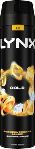 Lynx XXL Gold 48 hours of odour-busting zinc tech Aerosol Bodyspray deodorant 250 ml (Pack of 5)