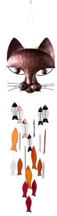 Bestalice Metallkatzen-Windspiel, Fisch-Windspiel, Interessantes Handgefertigtes Metall-Katzen-Windspiel, Kleines Sympathie-Windspiel für Draußen, Neuartige Windspiele Zum Aufhängen, für Drinnen und D