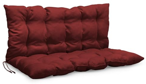 MG Design Bankauflage 120 x 50 x 50 cm Kissen kastanienbraun - Sitzkissen & Rückenkissen aus Polsterstoff, mit weicher Füllung, mit Schnüren zum Binden - Gartenbankauflage, Bankkissen