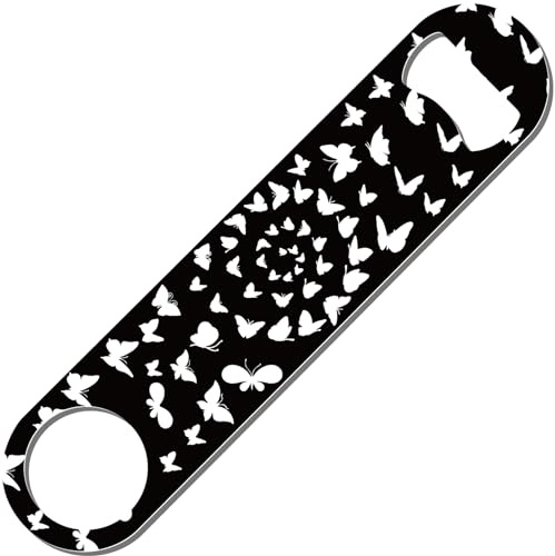 CREATCABIN Apribottiglie con Lama A Farfalla, Apribottiglie in Metallo Piatto, in Acciaio Inox, Stampato per Bar Pub Baristi Cucina di Casa Campeggio Feste Regalo Festa del papà San Compleanno 4x18cm