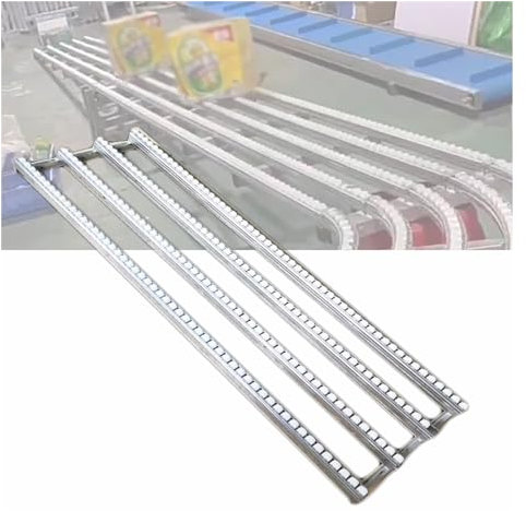 XPLKQXE Rulliera Nastro Trasportatore, Trasportatore A gravità Carichi Leggeri Ferro Zincato, Scivolo Scarico Rulli Plastica ABS, Binario Trasportatore Cremagliera(5-Slide,250cm Long)