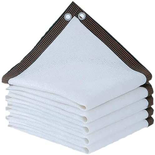 YHDZWY Tende Vela Ombreggiante Rete Ombreggiante Bianca Telo Traspirante Telo Parasole per Esterno Giardino Terrazzo Balcone Bianca Panno Ombreggiante con Occhielli Antistrappo((5x5.5) m)