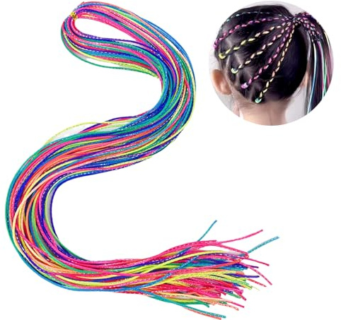 40 Piezas Trenzas de Pelo Coloridas, Extensiones de Pelo, Mechones Brillantes para Trenzar Niños, Cinta de Alambre Trenzado Arcoíris, Accesorios para el Cabello para Niñas, Fiestas, 85 cm de Longitud