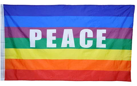 Bandiera della Pace cm 90x150 Flag Peace No War Movimento Pacifista Arcobaleno Tessuto Resistente