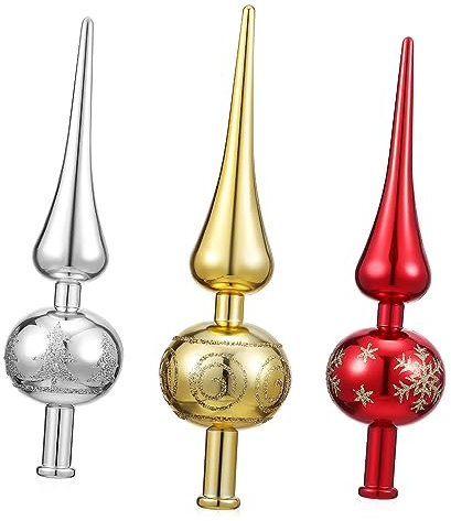 LABRIMP 3 Stück Christbaumspitzen Aus Kunststoff Baumspitze Für Weihnachtsbaum Weihnachtsdeko Standfeste Dekoration