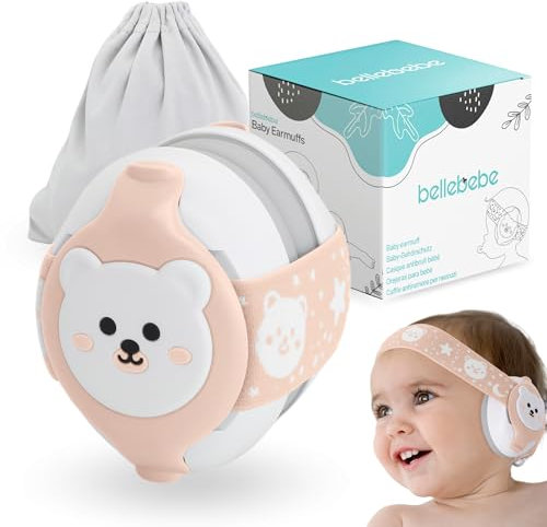 BELLEBEBE - Casque Anti Bruit Bébé - 0-36 Mois - Hypoallergénique et Sans BPA - Certifié EN352-1, RoHS, CPC - Casque Avion Bebe - Bandeau Ajustable