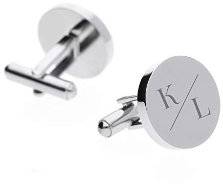 2 Manschettenknöpfe mit Gravur in silber für Männer eckig, personalisiertes Geschenk mit Initialien, silberner Schmuck für Herren, als Hochzeitsgeschenk, zum Jahrestag, zum Hochzeitstag