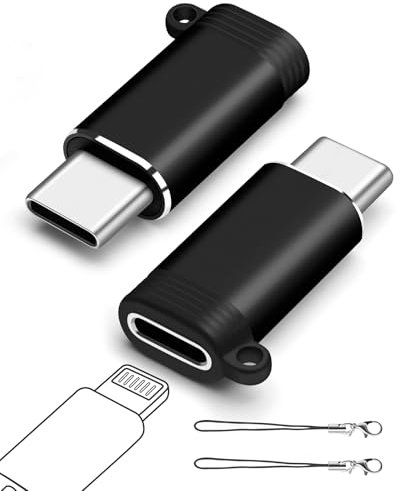 leizhan Lightning Femelle vers USB-C mâle (2-Pack), Adaptateur Lightning USB C, Adaptateur de Transfert de données pour iPhone 16 et 15 Series, MacBook, ne Fonctionne Pas avec Audio/OTG - Noir