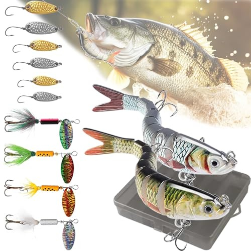 Cerkkapo Angelköder Set, Angel Köder 12pcs Forellenköder, Kunstköder Angeln Spinner Blinker mit Aufbewahrungsbox