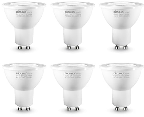 DiCUNO GU10 LED Lampe, 5W ersetzt 35W, Warmweiß 3000K, CRI 98, 6er Pack | MR16 LED Spot, ProOE Serie, Vollspektrum, kein blaues Licht, Flimmerfrei, nicht dimmbar, 310lm, 35° Winkel für Einbaustrahler