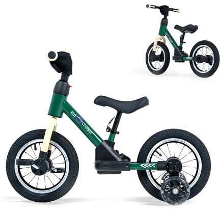 Kidcruiser Pedalplay laufrad ab 2 Jahre, ideal zum Radfahren Lernen, 3‑in‑1 mit LED Stützrädern & Pedalen, besonders robustem Modulrahmen - Waldgrün