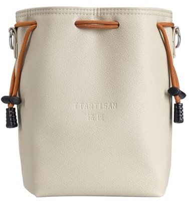 TTARTISAN Kameratasche mit Kordelzug – Kompaktes und stilvolles PU-Leder, spritzwassergeschützt, Mehrzweck-Schultergurt, versteckte Taschen für Kamera, Objektiv, Drohne und Zubehör