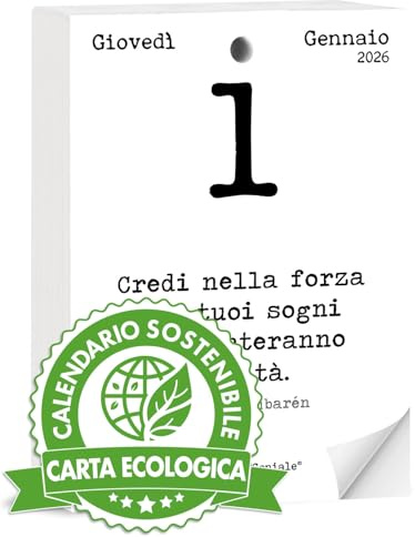 Calendario Geniale 2026. Il Primo e L’Originale. Idea Regalo Filosofico. Calendario Eco Sostenibile da tavolo con scatola regalo. Ogni giorno Frasi Filosofiche. Bonus digitali. Ricarica 10 x 14 cm.