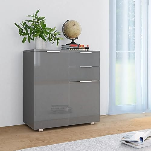 Xichuzi Sideboard Hochglanz-Grau 71x35x80 cm Holzwerkstoff, Kommode Schlafzimmer, Kommoden & Sideboards, Wohnzimmerschrank, Flur Kommode, Zimmer Möbel - 283717
