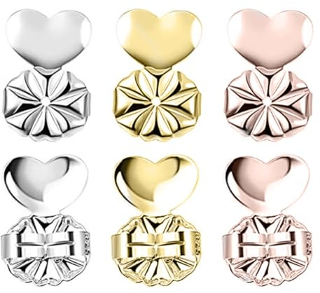 BIRLOZA 3 Pares elevadores de pendientes, hipoalergénicos, levantadores para aretes para lóbulos caídos, Ajustables Magic earring backs lifters, tuercas pendientes elevadores