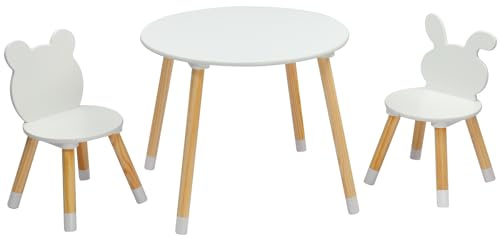 LEADZM Table pour Enfant avec Chaise, Table et 2 Chaises pour Enfants en | Jouer et Étudier，60× 60× 49cm，Charge 30kg pour 3-6 Ans
