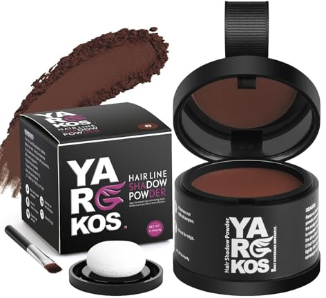 Yargkos Osynligt fästpuder, omedelbar effekt hårfäste puder, kvinnor vattentät concealer för hårtätning, män hår täcker till toppen döljer nakna grå tunna fläckar, 9-brun röd