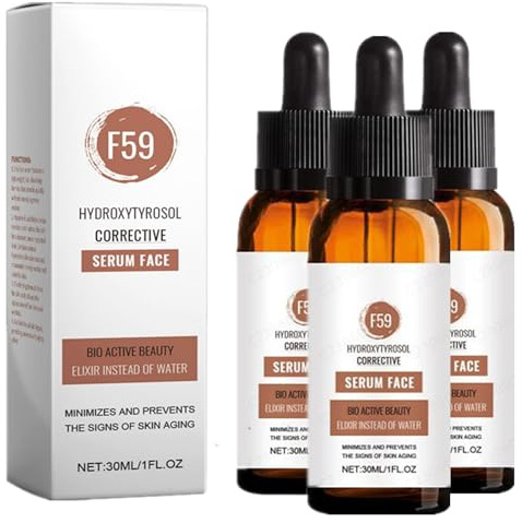 F59 Hydroxytyrosol Serum - Straffendes Gesichtsserum Hydroxytyrosol Corrective, Hyroxytyrosol, natürliches Hyaluron - strafft die Haut + feine Poren,Für alle Hauttypen Geeignet (30ML, 3PC)