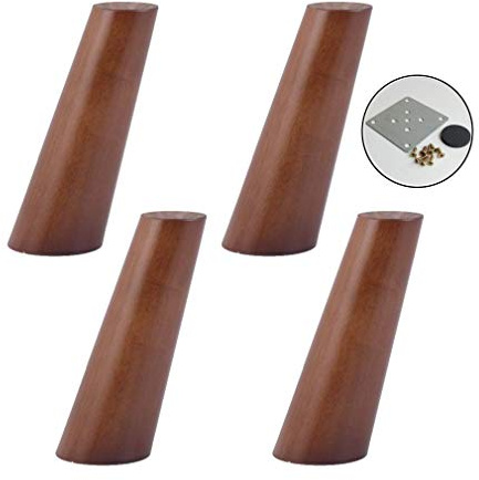 HNZHUXUE Lot de 4 Pieds de Meubles En Bois Massif Couleur Noyer Pour Canapés Et Chaises, Design Conique Incliné, 15 Cm, Pieds de Rechange Style Milieu Du Siècle/6 Inch/150Mm