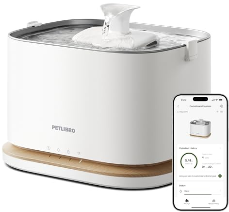 PETLIBRO Upgrade kattfontän – Trådlös dricksfontän för katt med appövervakning, 3 l/101 oz Dockstream 2, rostfri låda, 5 GHz WiFi, perfekt för husdjur