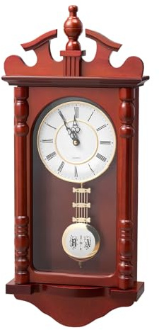 VEVOR Grandfather Vintage Wall Clock, 23.2 in Wooden Wall Clock with Pendulum Pine Wood & MDF Wall Clocks with Quartz Movement Quiet for Living Room Bedroom Home Decor Gift