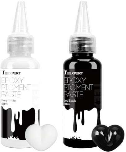 Teexpert Epoxidharz Pigmentpaste Set, 100 ml - Hochkonzentrierte Farbpaste in Reinweiß & Tiefschwarz - Deckend bis Transparent, Einfach zu Mischen - Ideal für Resin Kunst, Schmuck, River Tables