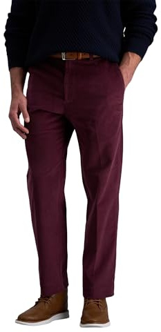 Haggar Manchesterbyxor för män, byxor med klassisk passform och stretch, 34W / 29L