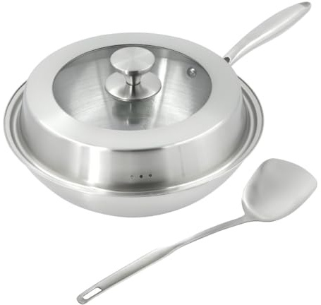 STI WOK padella saltapasta Millennium con coperchio Tipo3 induzione 30cm Acciaio INOX 304 Certificata PFAS Free facile da pulire lavastoviglie STICOOK