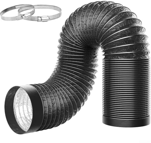 4 Inch Aluminum Flexible Vent Hose Four Layer Construction HVAC Ducting for Dryer Kitchen Range Hood Bathroom Exhaust with Steel Wire Reinforcement(1.5m black)