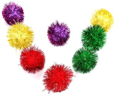 TOYANDONA 30 Stück Bunte Lametta Pompon Bälle Aus Glitzerfolie 5cm Kleine Katzenspielzeug Bälle Für Interaktives Spiel Gemischte Farben Haustier Spielzeug Für Katzen