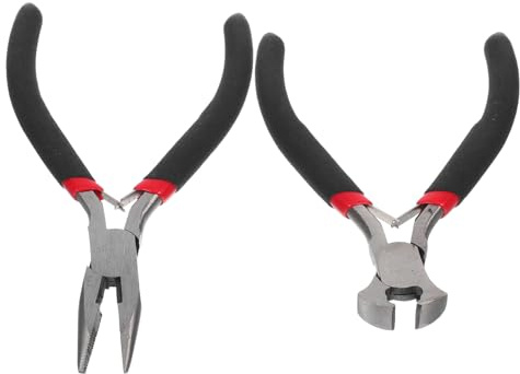Reißverschlusszange 2 Stück aus Stahl und Pvc, Handzange für Reparatur | Reparaturzange mit Geformten Griffen, Leichte Handhabung, Zubehör Endschneider und Spitzzange