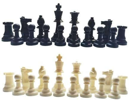 Fenteer 32-teilige Schachfiguren, Denksportaufgabe - Inkl. 16 weiße & 16 braune Figuren, Königsfigur, Schachspiel - Große Schachfiguren für Erwachsene & Anfänger