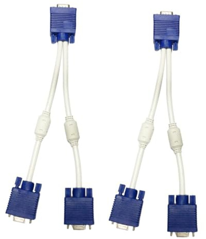 SHINEOFI 2 pièces Câble Vga Splitter Ports Adaptateur Entrée Sorties Mâle vers Double Femelle Transmission Stable sans Perte Compatible Moniteur PC Projecteur