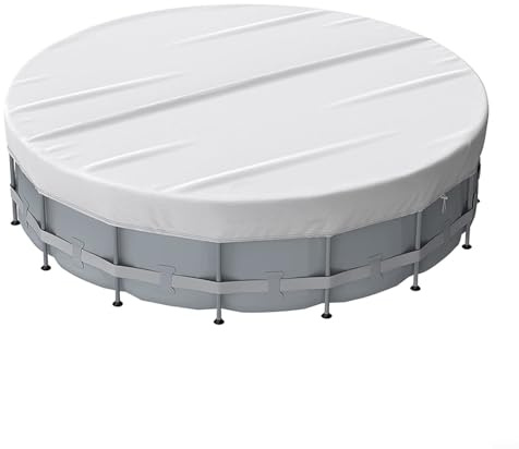 Eawfgtuw For Round Pool Cover for Above Ground Swimming Pools - 210D Thick Solar Cover with Drawstring, Weatherproof Dust & Debris Protection, Compatible with(silver 15FT)