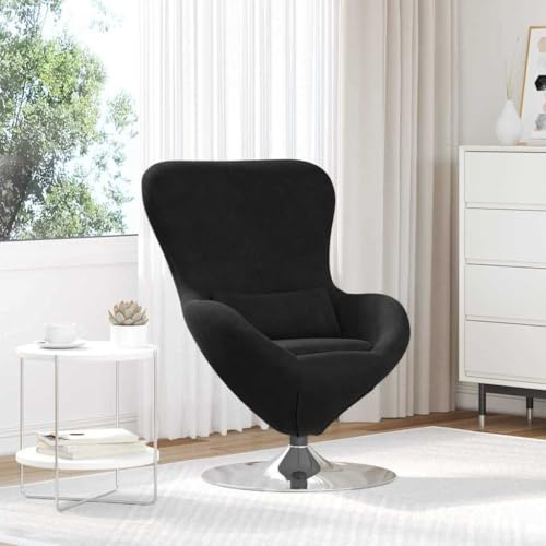 AJJHUUKI Egg Chair Black 63x73x90cm Velvet