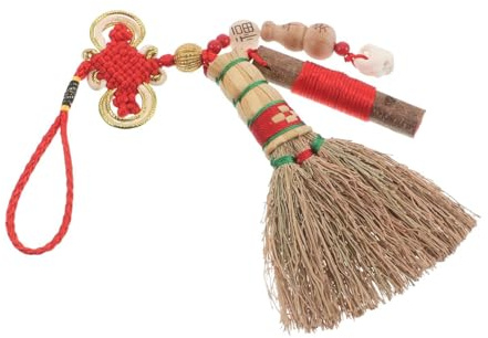 Toyvian Colgante de Escoba Feng Shui de Ñiño Nudo Rojo y Moneda Suerte, Amuleto Protector para Recién Nacidos, Decorativo y Práctico para Ambiente de Sueño Saludable