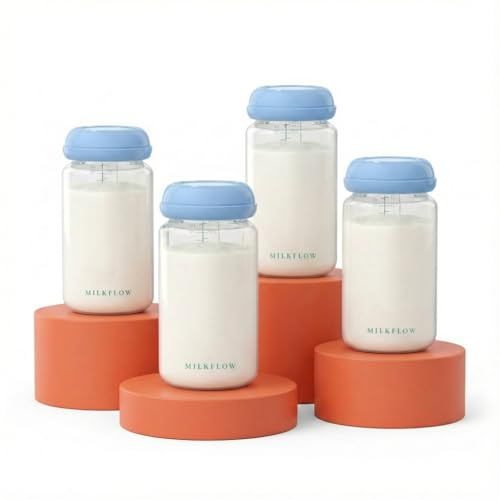 4Pack Biberones de Almacenamiento de Leche Materna 300ml para Enfriador Portátil Momcozy 650ml– Anti-Fugas Cuello Ancho para Compatibles con Spectra S1 S2 9 Plus SG Motif Luna (Azul)