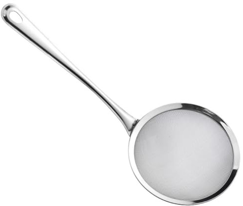 Colino a Maglia Fine in Acciaio Inox per Cucina con Manico | Colore Argento, per Separare L'olio e Raccogliere Ingredienti, Uso in Cucina