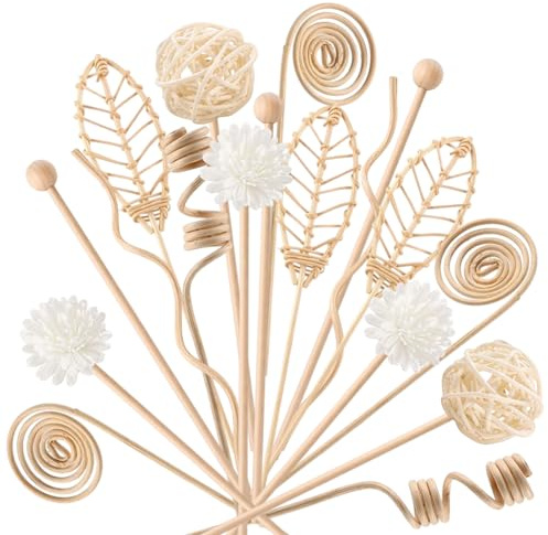 QhgPnt 31 Piece Set Rattan Wood Diffuser Sticks, Natural Rattan Sticks for Aroma Diffuser, Aromatic Home Scent Enhancement, Long-Lasting Fragrance Dispersion, Use in Home and Office Environments