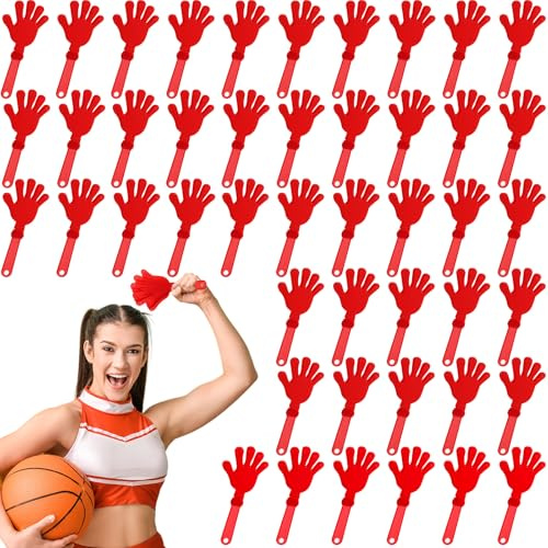 Junkin 200 piezas de aplausos de mano a granel de 7.5 x 3.5 pulgadas, de plástico, para hacer ruido, para partidos de fútbol, eventos deportivos, cumpleaños, suministros de juego (rojo)
