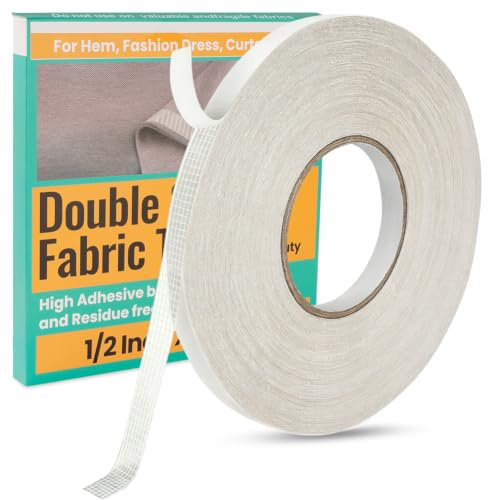AYBUY Ruban Adhésif Double Face pour Ourlet Facile, 13mm x 60m | Ruban AdhéSif RéSistant, Pour Pantalons, VêTements, Rideaux, Housses De Canapé, Pas De Couture Repassage, Tapis, Moquettes