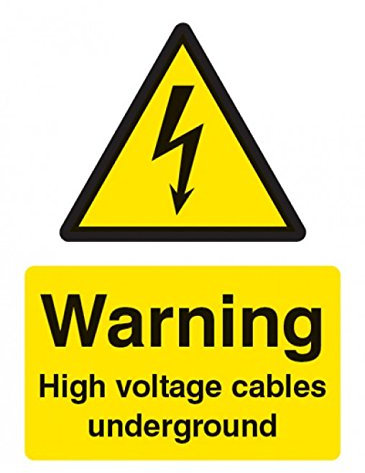 Caledonia Signs 14008E Warning High Voltage Cable Underground Sign, 200 mm x 150 mm, Rigid Plastic
