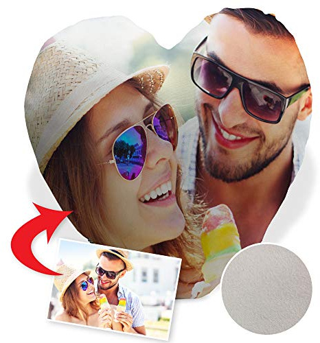 LolaPix Cojin Foto Personalizado Corazón. Regalos Enamorados Personalizados. Impresión Total por Las 2 Caras hasta la Costura. Cojín Microfibra Relleno Incluido. Varios Tamaños. 45X45. Style