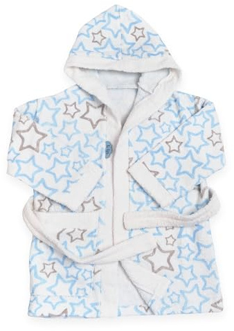 Ti TIN | Barnens badrock för pojke eller flicka med huva | 100% bomull curling handduk | Mjuk och absorberande med färgstjärna design, STRELLITS, 3-4 år