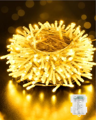 Opard 120LED Lichterkette Batterienbetrieben mit Timer 12M 8 Modi, IP65 Wasserdicht für Innen Außen Weihnachten Zimmer Bett Hochzeit Party Schlafzimmer Weihnachtsbaum