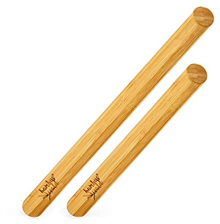 bambuswald© ökologischer Teigroller aus Bambus im 2er Set (30cm bzw. 40cm & 3,4cm Durchmesser) - Nudelholz Teigrolle Rolling Pin Backrolle | ideales Backzubehör für Pizza Kuchen Nudelteig & Mürbeteig