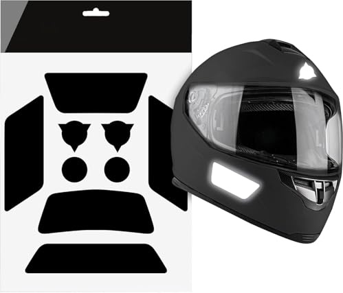 Autodomy Reflektierende Aufkleber für Motorradhelm 9 Stück | Reflektoren Helm Wetterfest & UV Beständig | Helm Reflektor Aufkleber Frankreich Racing Design (Schwarz Reflektierend)