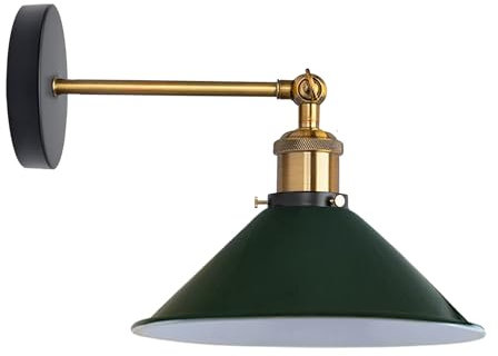 LEDSone Modern Retro Green Wall Lights, Lampada da parete in metallo E27 regolabile per montaggio a parete, Lampada da lettura per interni industriale vintage (Verde)