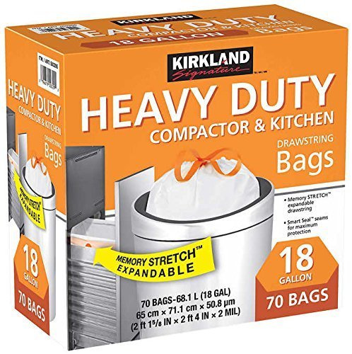 Kirkland Signature Compactor Kitchen Trash Bag with Gripping Drawstring Secure Full Size 2-Pack